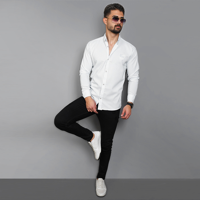پیراهن سفید مردانه مدل Fendi