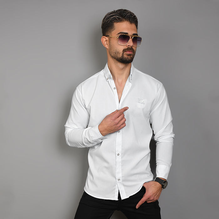 پیراهن سفید مردانه مدل Fendi