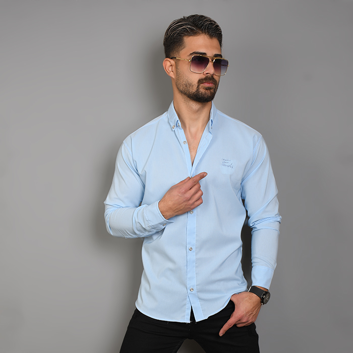 پیراهن مردانه آبی روشن مدل Fendi