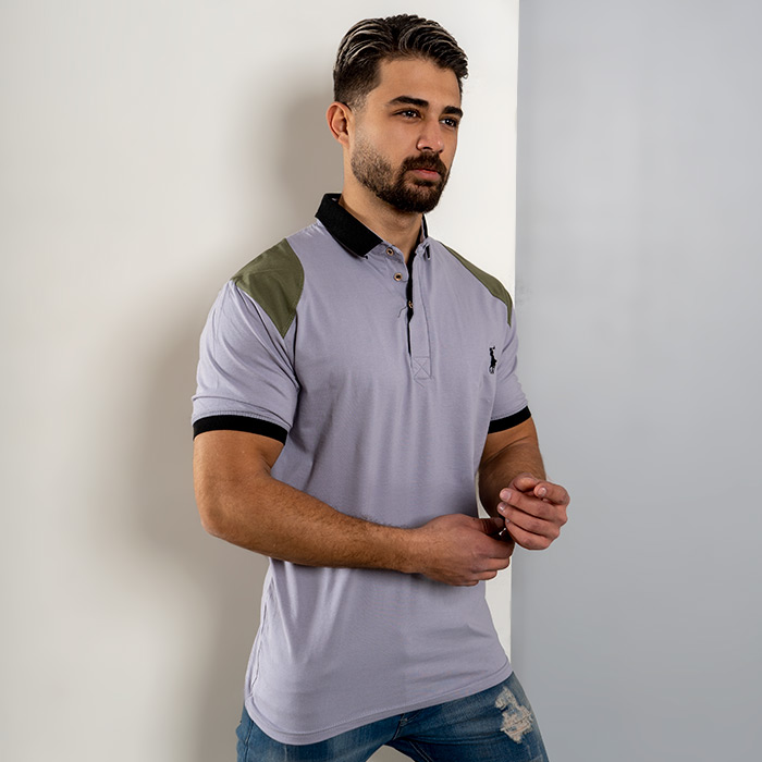 تیشرت Polo طوسی مردانه مدل HAKO