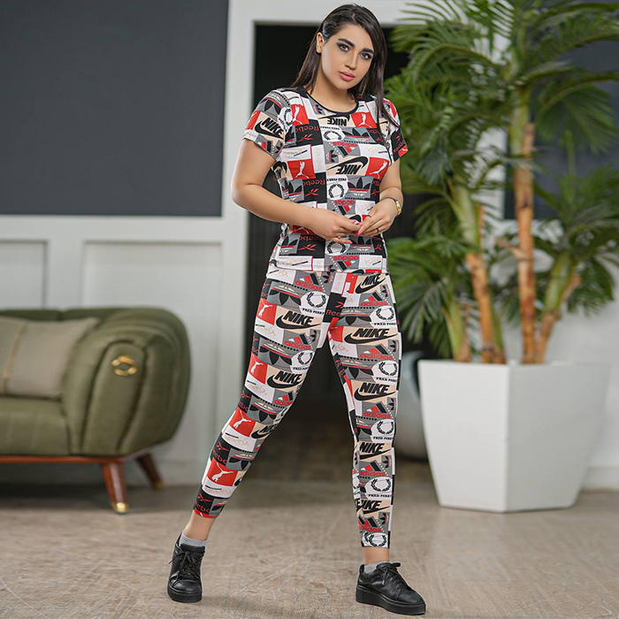 ست تیشرت شلوار Nike دخترانه قرمز مدل viana