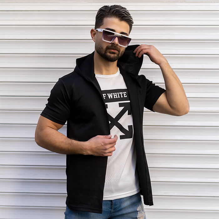 هودی مردانه مشکی سفید مدل Off White