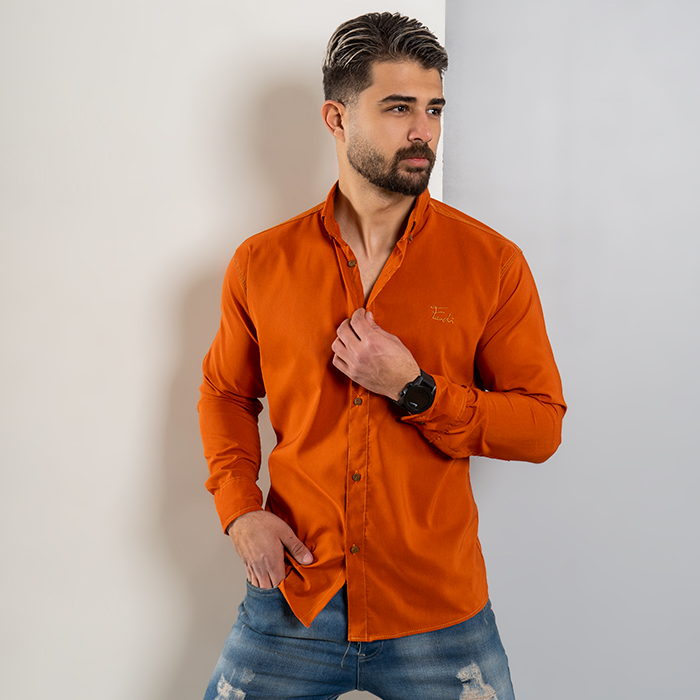 پیراهن مردانه آجری مدل Fendi