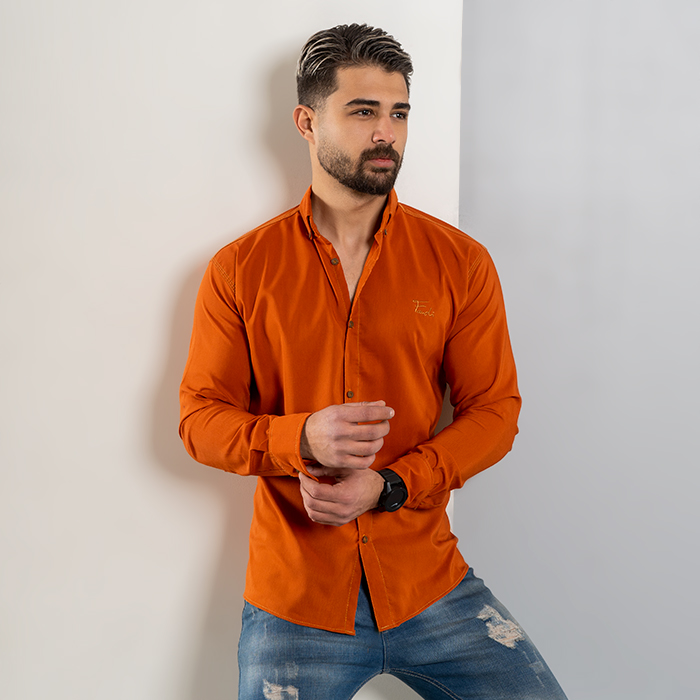 پیراهن مردانه آجری مدل Fendi