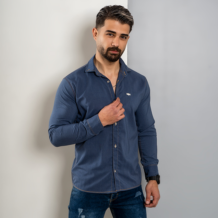 پیراهن مردانه آبی مدل Novan