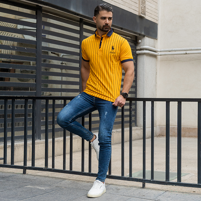 تیشرت مردانه خردلی مدل MONO