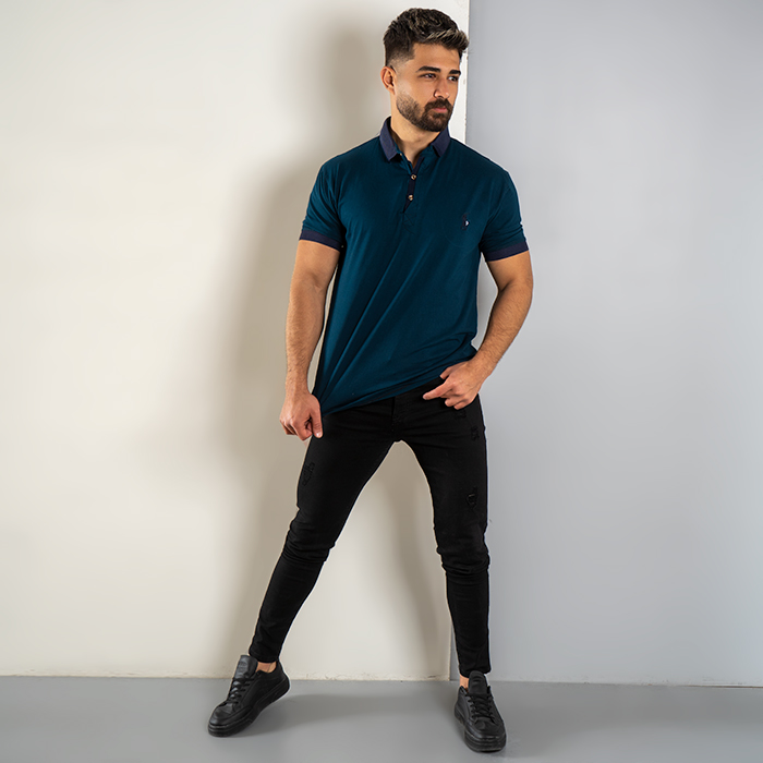 تیشرت مردانه سبزکله غازی مدل Polo90