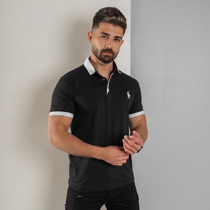 تیشرت مردانه مشکی مدل Polo90