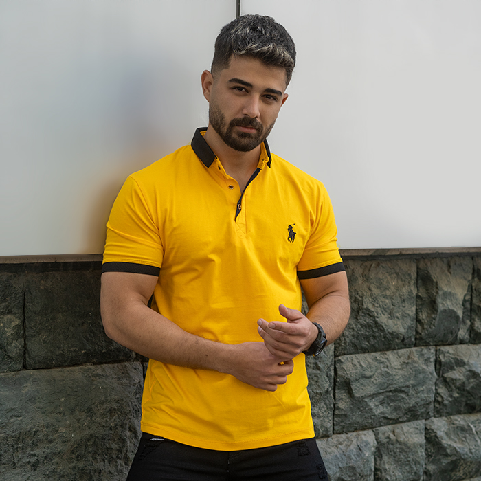 تیشرت مردانه خردلی مدل Polo90
