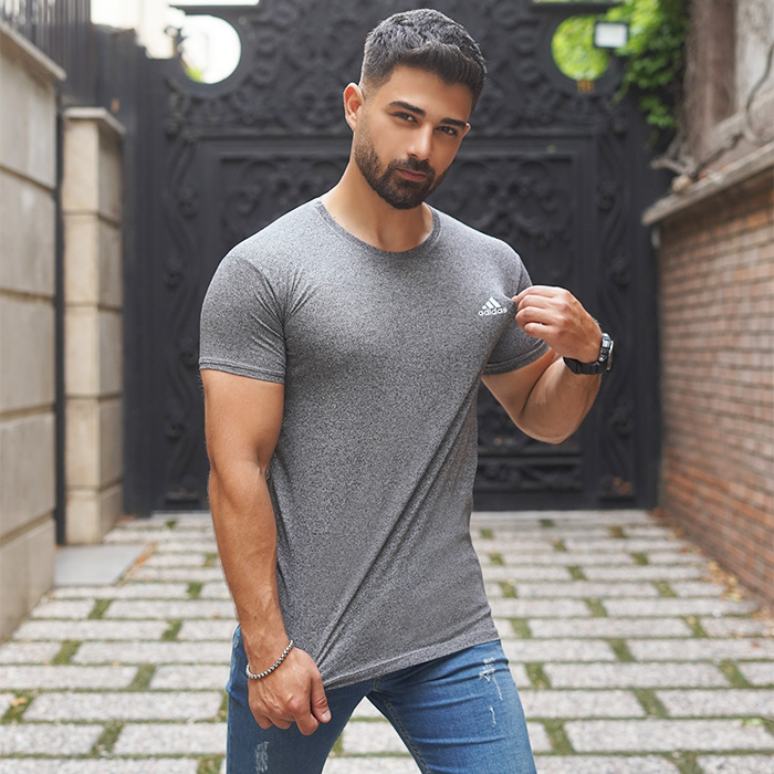 تیشرت طوسی مردانه طرح ADIDAS مدل TIAN