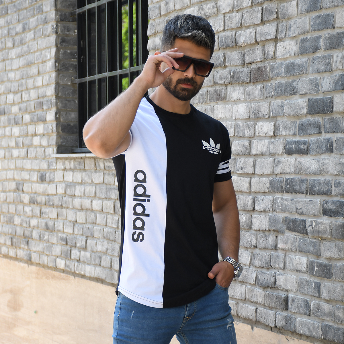 تیشرت ADIDAS مردانه مشکی سفید مدل JUDI