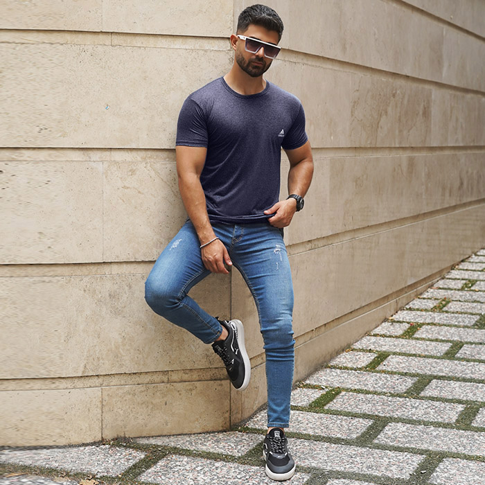 تیشرت سرمه ای مردانه طرح ADIDAS مدل TIAN