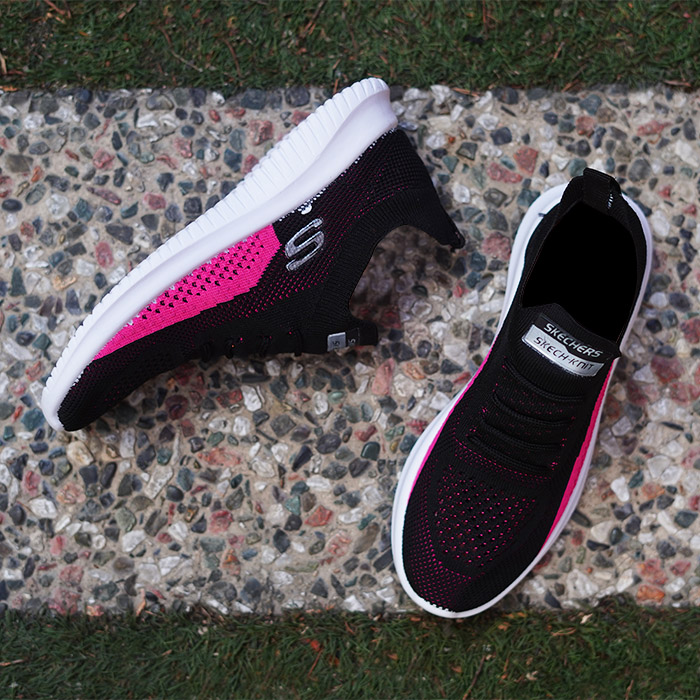 کفش ورزشی SKECHERS مشکی صورتی زنانه مدل melon