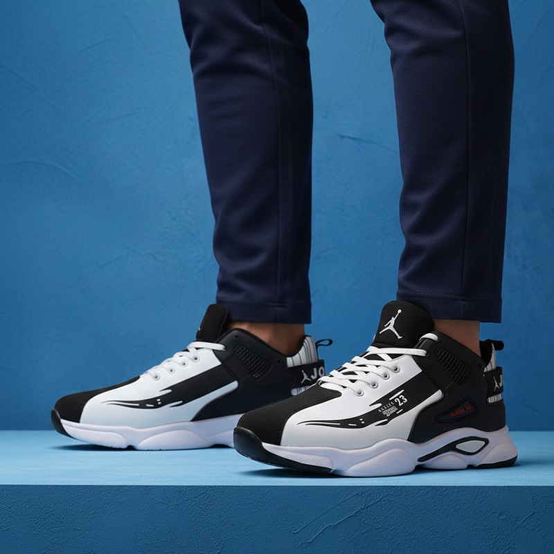 کفش ورزشی مردانه jordan سفید مشکی مدل 23