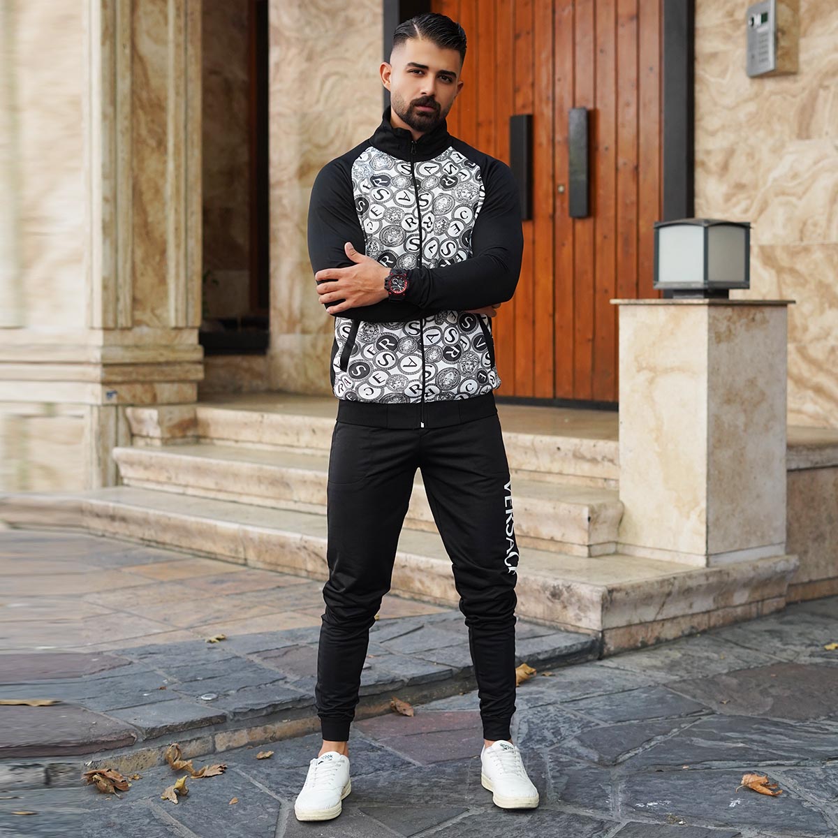 ست سوئیشرت شلوار مردانه سفید مدل Versace