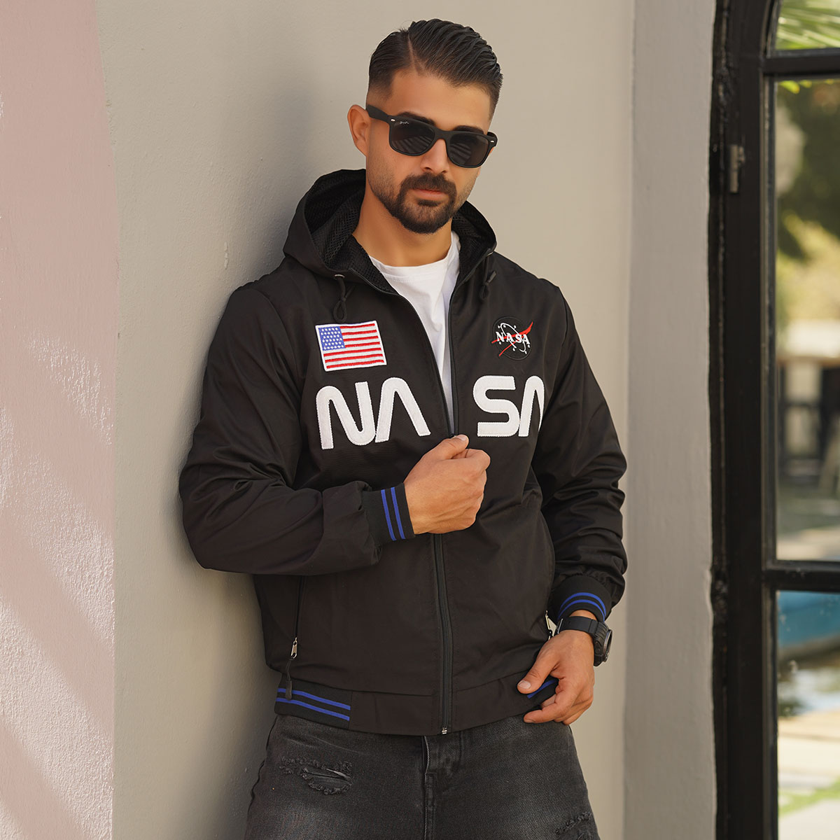کاپشن مردانه مشکی مدل NASA