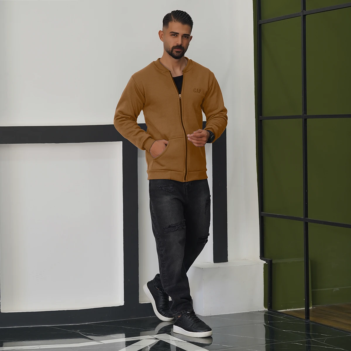 سوییشرت مردانه قهوه ای مدل GAP