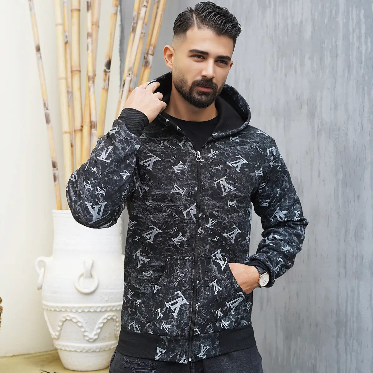 سوییشرت مردانه طرح LV مدل R63
