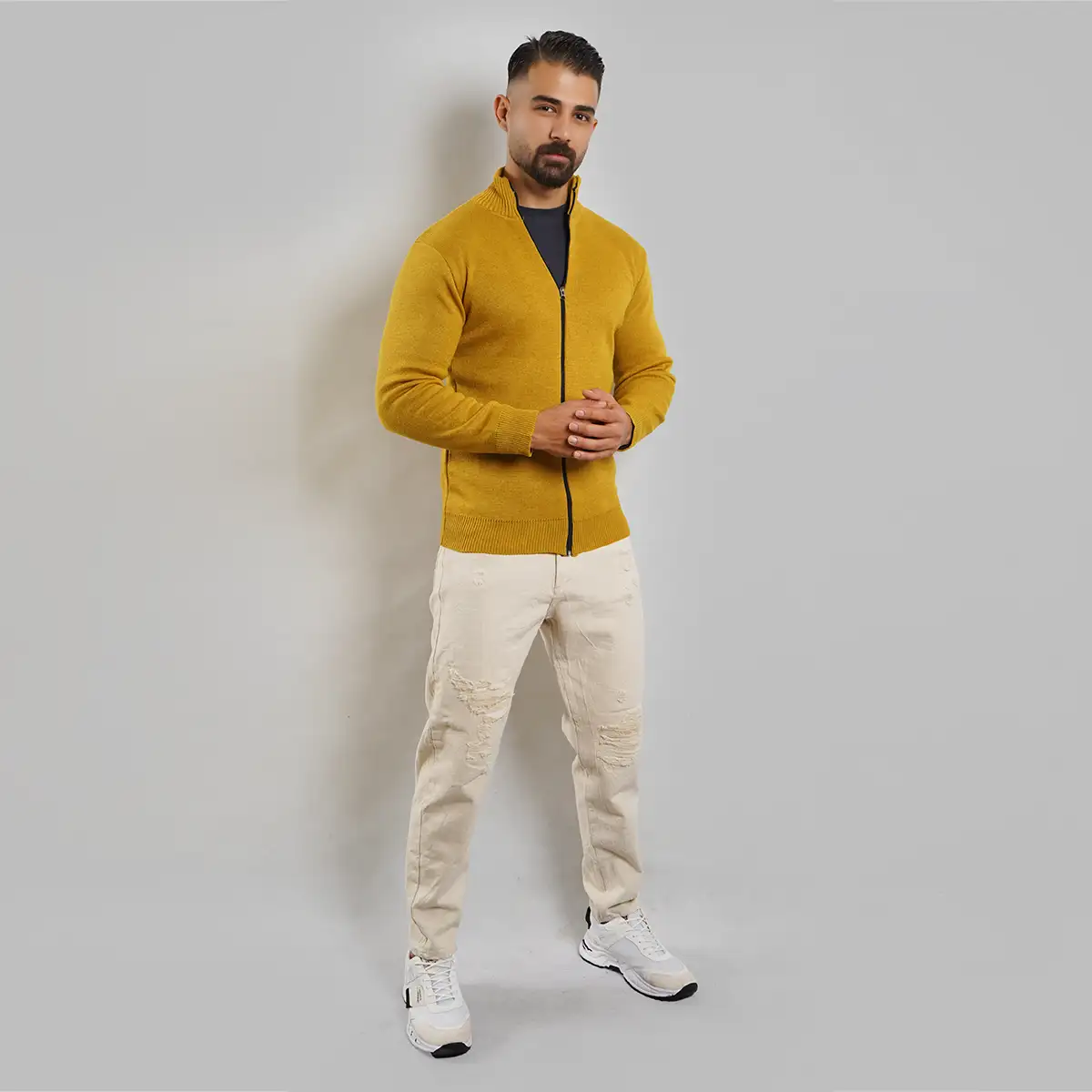 سوییشرت مردانه خردلی مدل Meysam