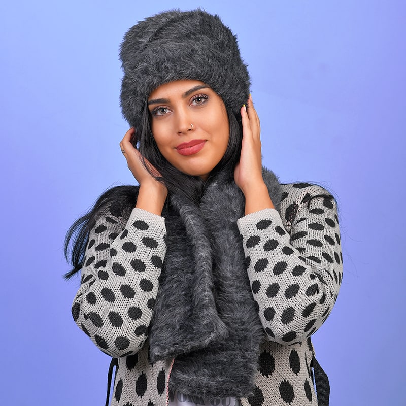 ست شال و کلاه دخترانه مدل SATIA