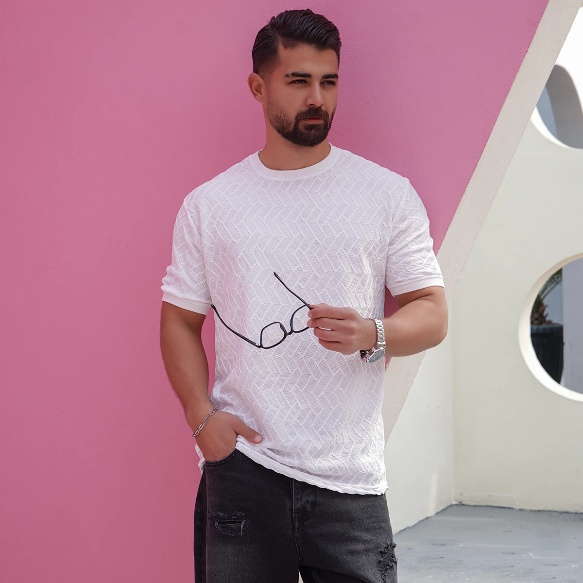 تیشرت سفید مردانه مدل karan