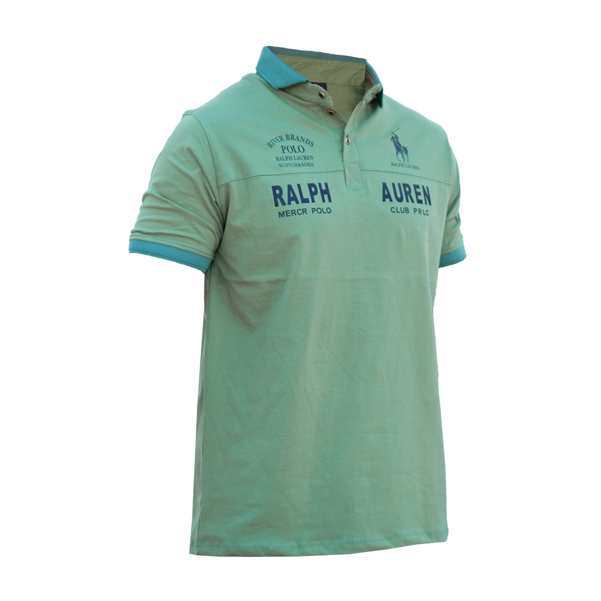 تیشرت یقه دار سبز مردانه مدل Ralph