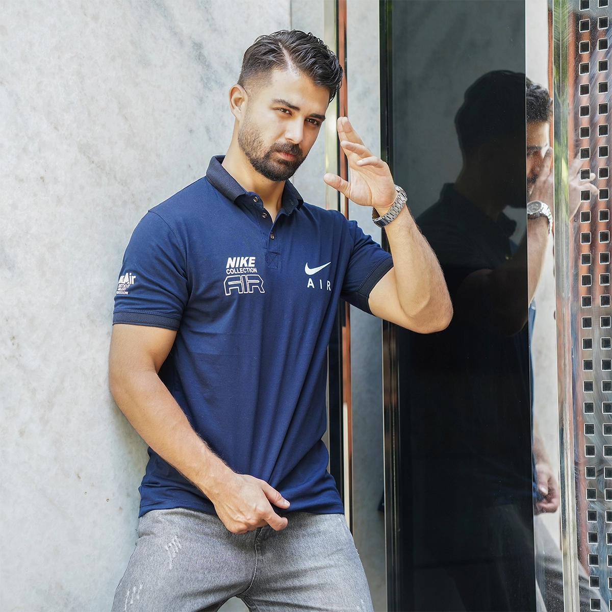 تیشرت مردانه سرمه ای مدل nike air collection