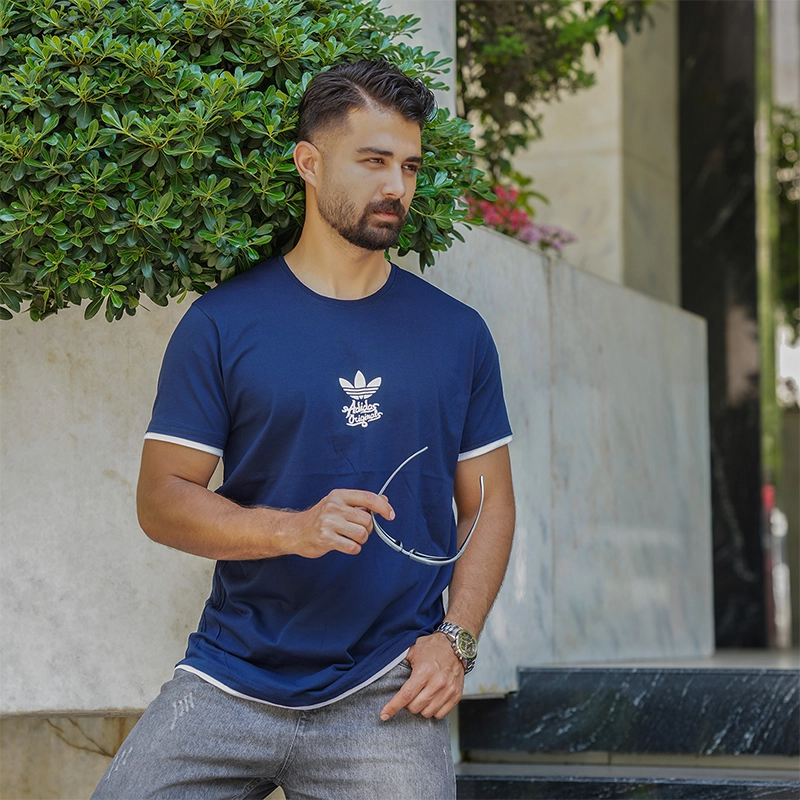 تیشرت مردانه Adidas سرمه ای مدل T60