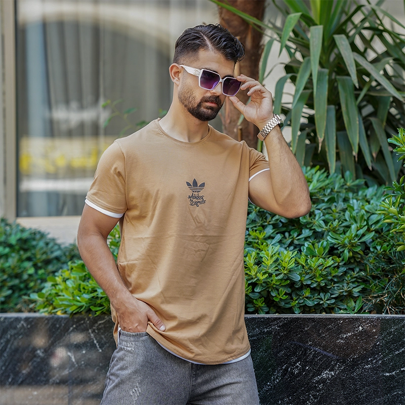 تیشرت مردانه Adidas خردلی مدل T60