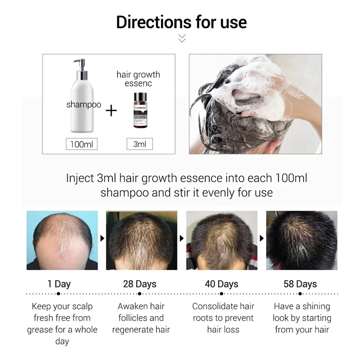 روغن تقویت کننده مو Lanbena مدل ESSENCE GROWTH