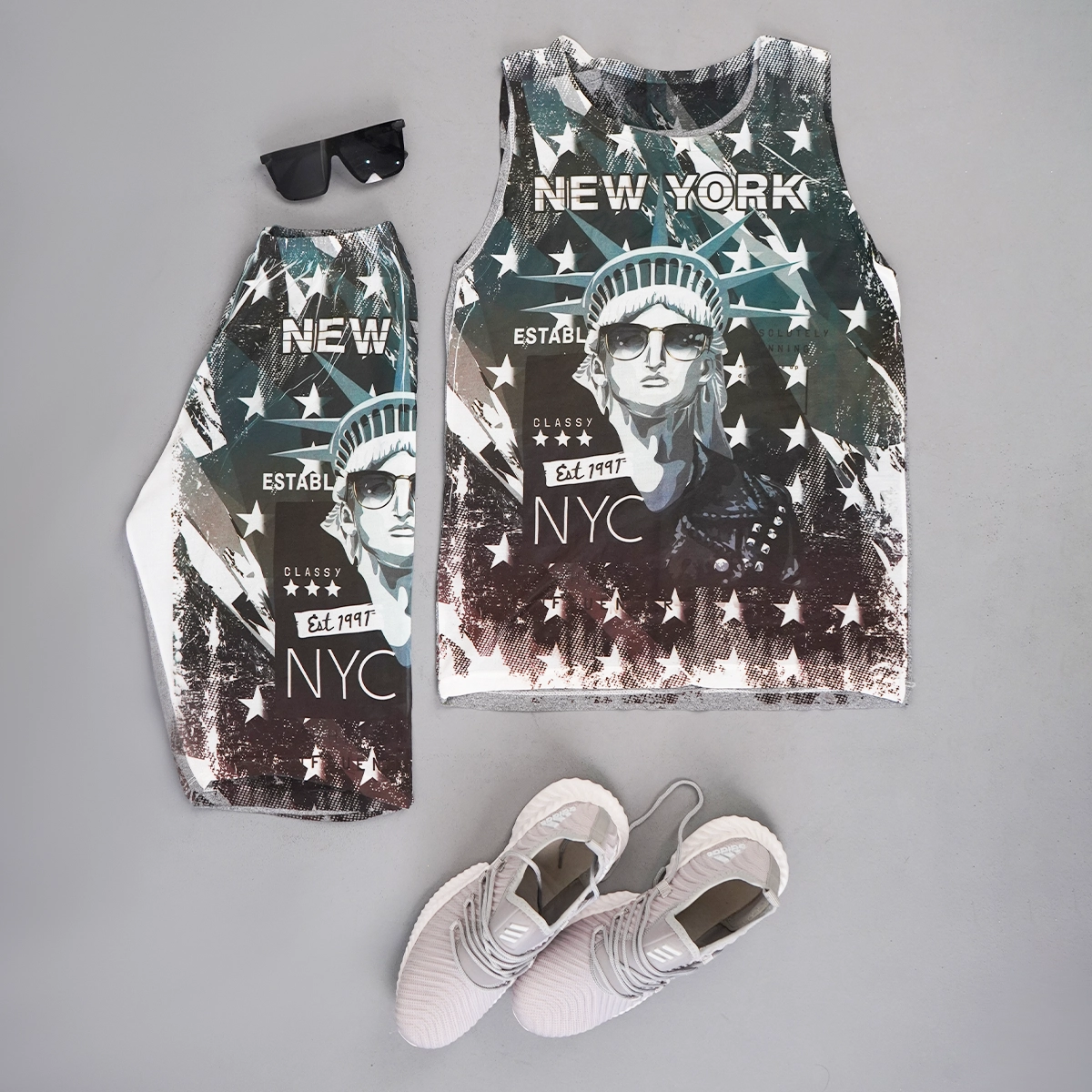 ست رکابی شلوارک مردانه طرح ستاره مدل NYC