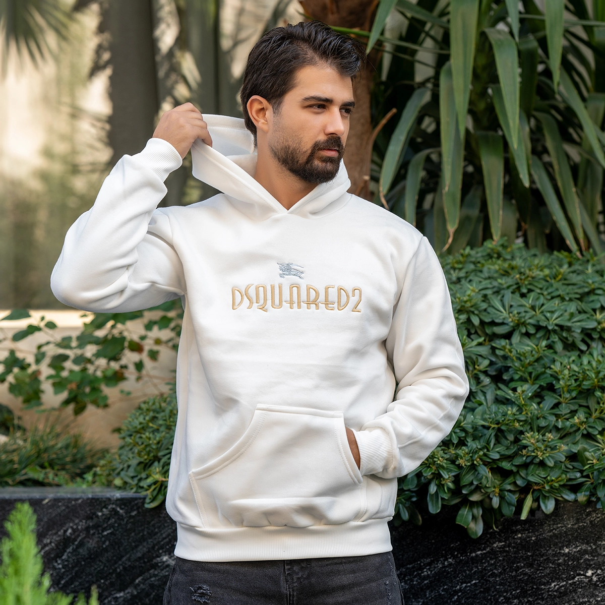 هودی مردانه سفید DSQUARED2 مدلBehrad