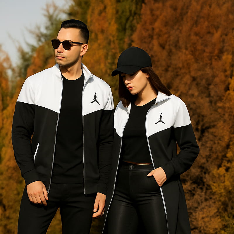 ست دو نفره سوییشرت سفید مشکی مدل Nike Jordan