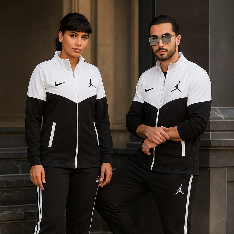 ست دو نفره سوییشرت سفید مشکی مدل Nike Jordan