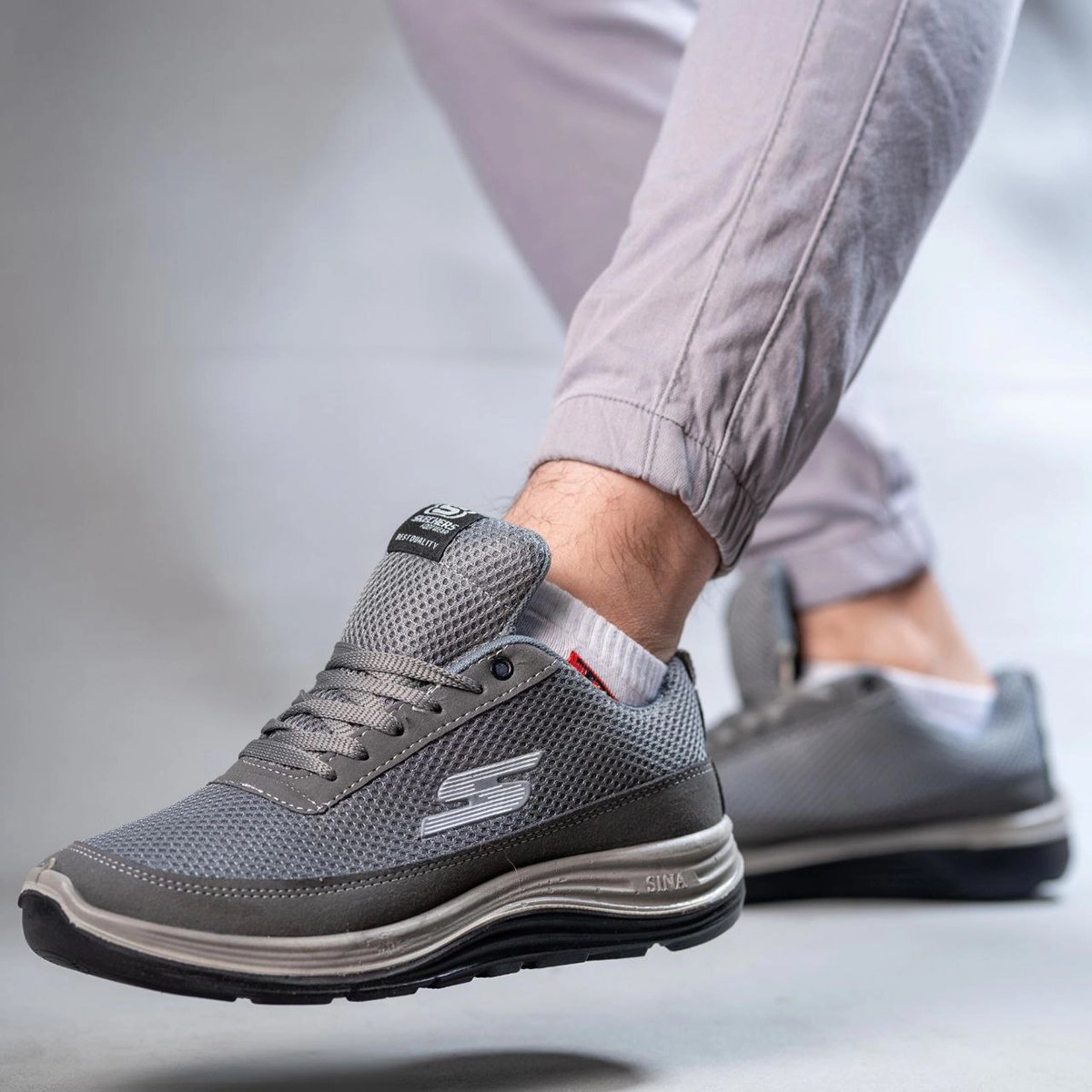 کفش ورزشی Skechers طوسی تیره مردانه مدل Aydin