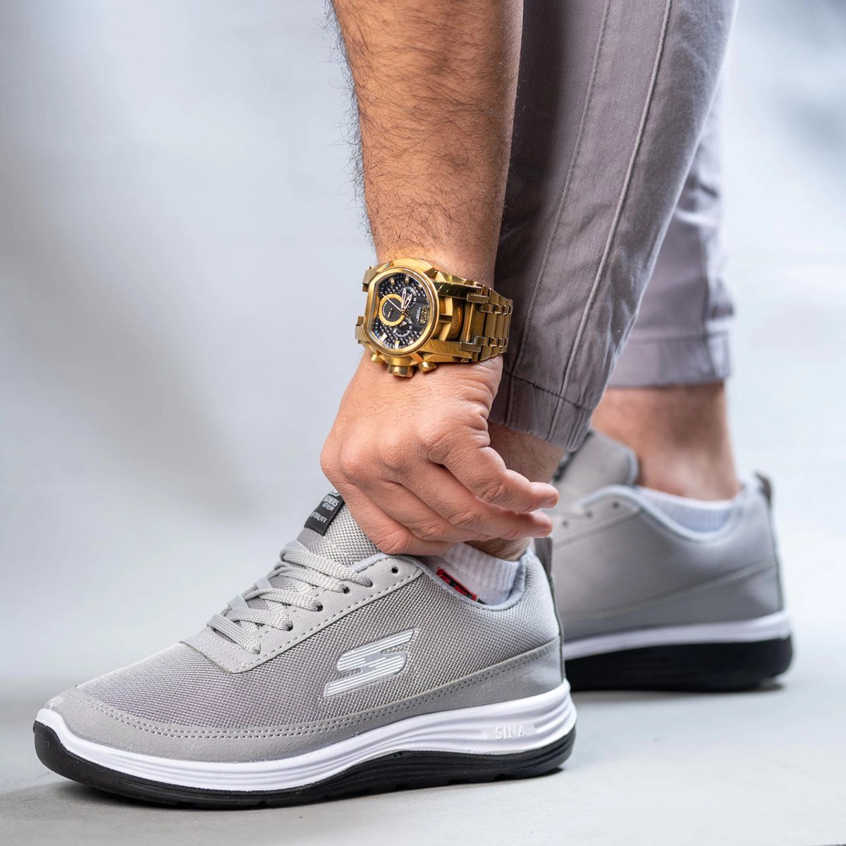 کفش ورزشی Skechers طوسی روشن مردانه مدل Aydin