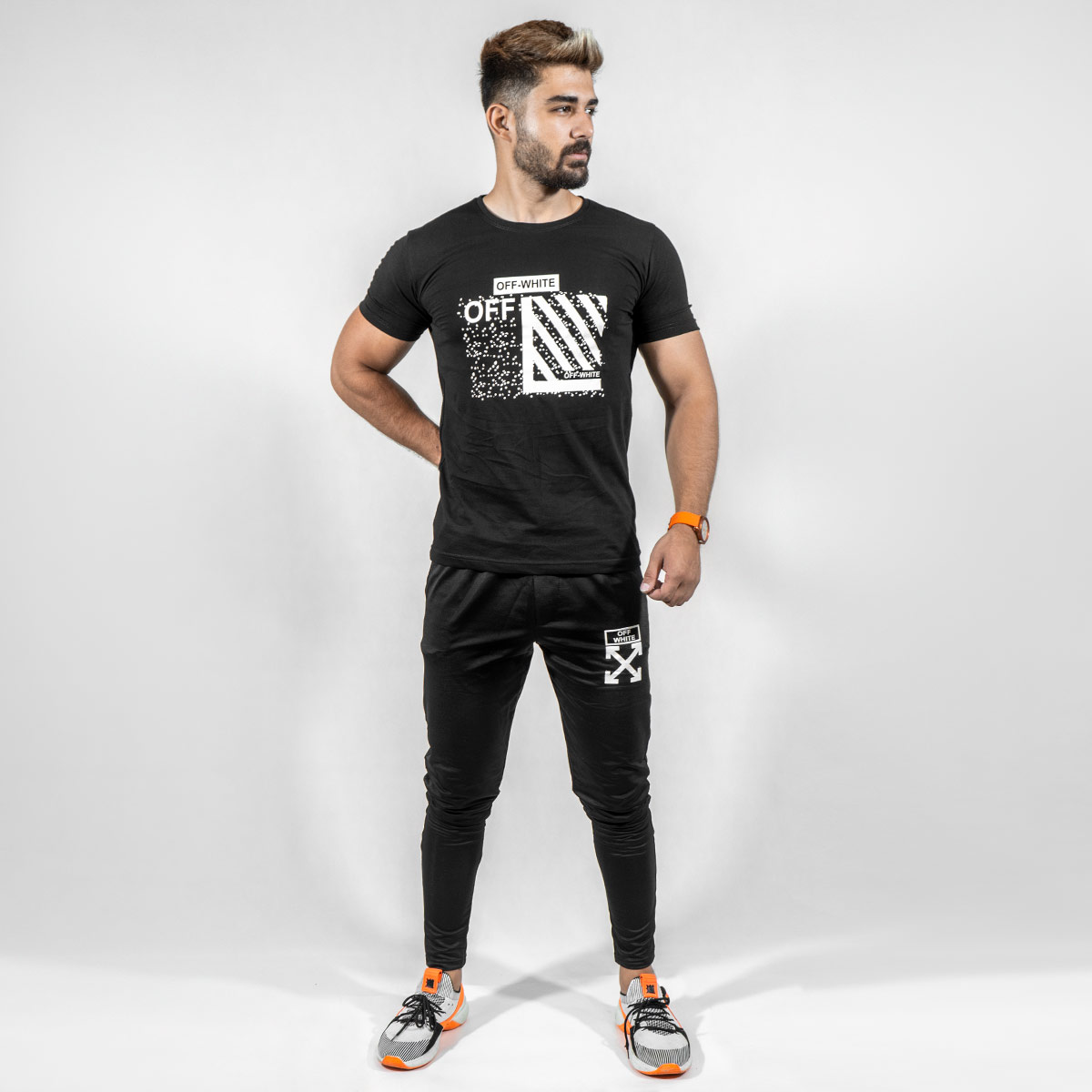 ست تیشرت شلوار OFF-WHITE مردانه مدل SANCHI