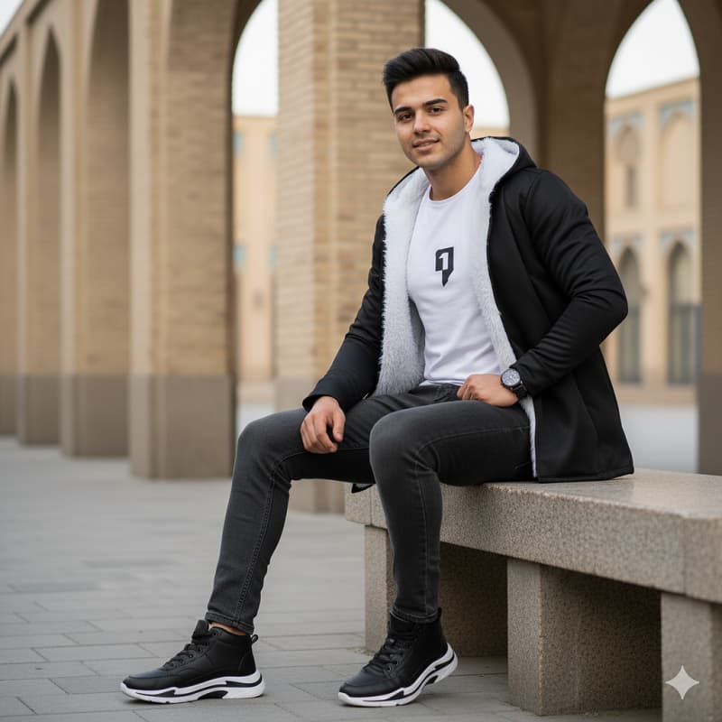 شنل خز سفید venitکفش emto مشکی