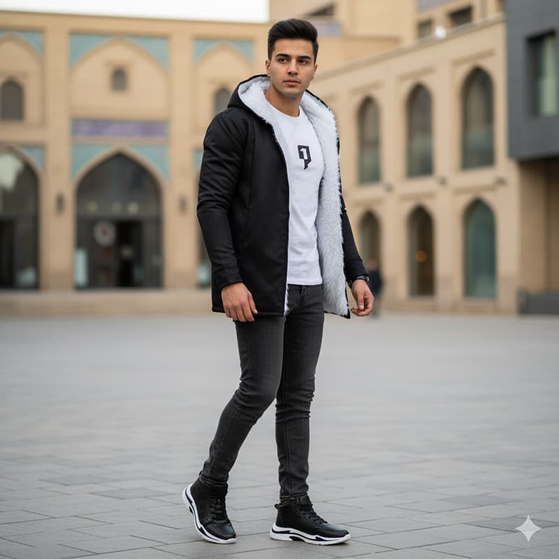 شنل خز سفید venitکفش emto مشکی