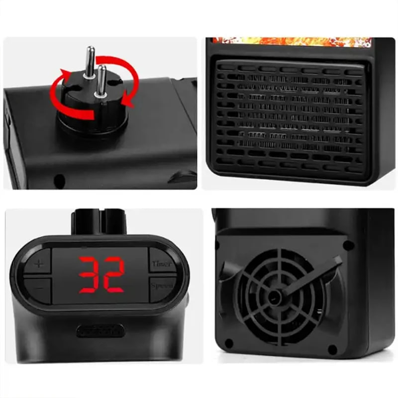 هیتر برقی رومیزی 1000وات طرح شومینه مدل 3D Flame-مشکی