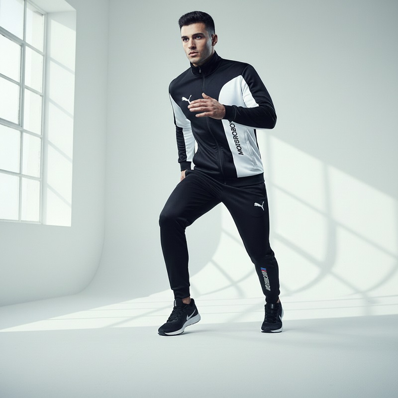 ست سوییشرت شلوار مردانه مشکی مدل MotorSport کفش ورزشی مردانه Nike مدل Tigo زیره سفید