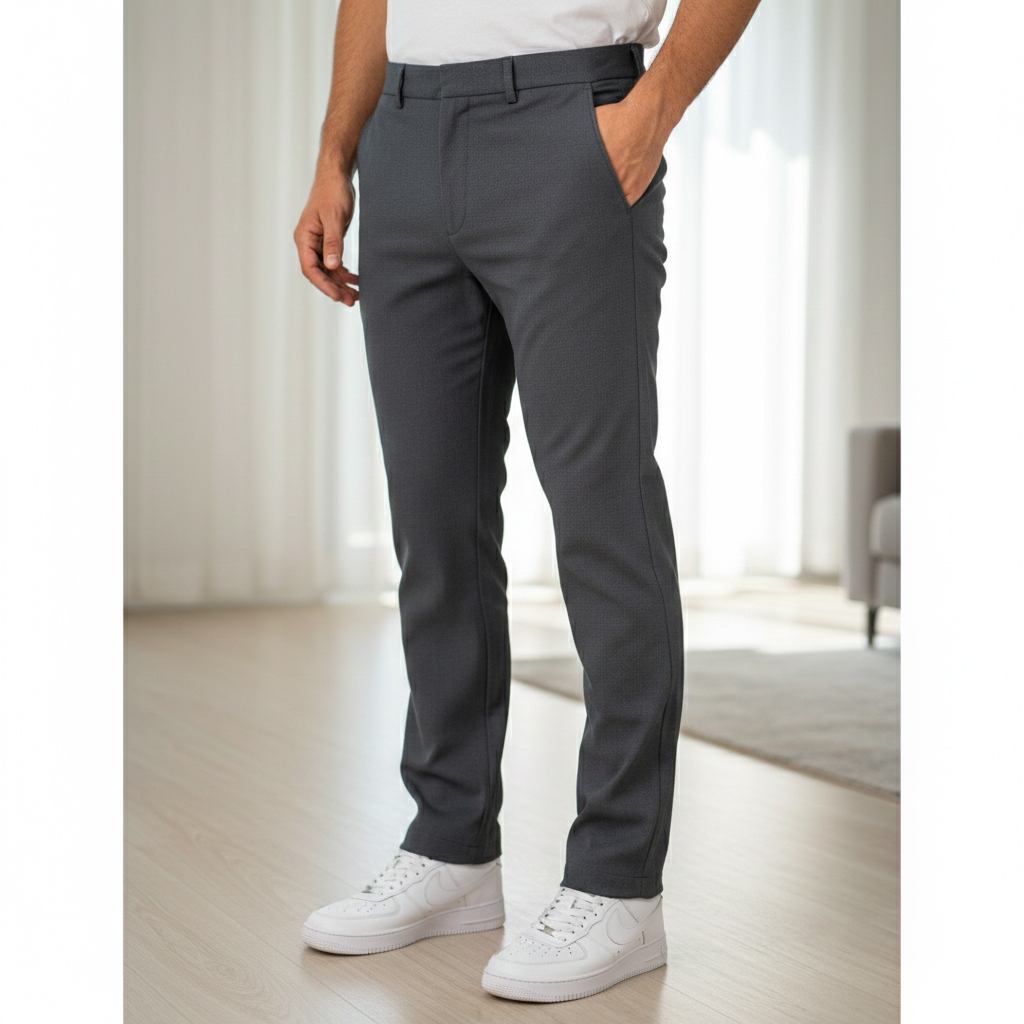 شلوار مردانه بنگال کش دم پا ساده مدل Behnam-طوسی تیره