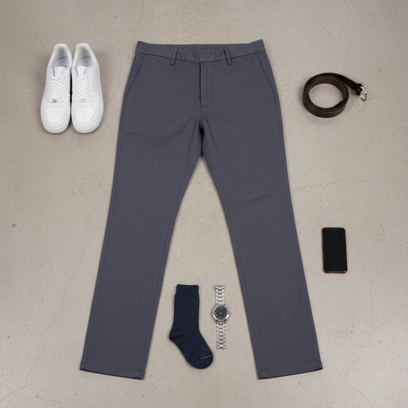 شلوار مردانه بنگال کش دم پا ساده مدل Behnam-طوسی تیره