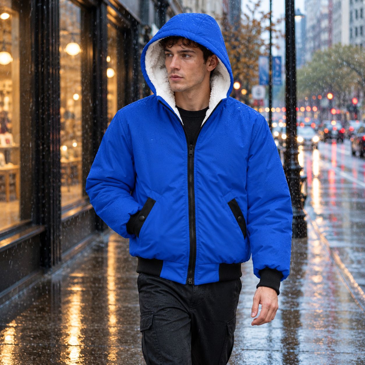سوییشرت مردانه آبی داخل تمام خز مدل adidas
