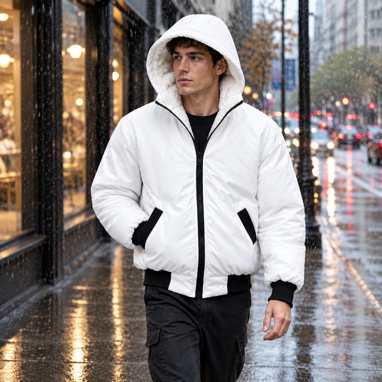 سوییشرت مردانه سفید داخل تمام خز مدل adidas