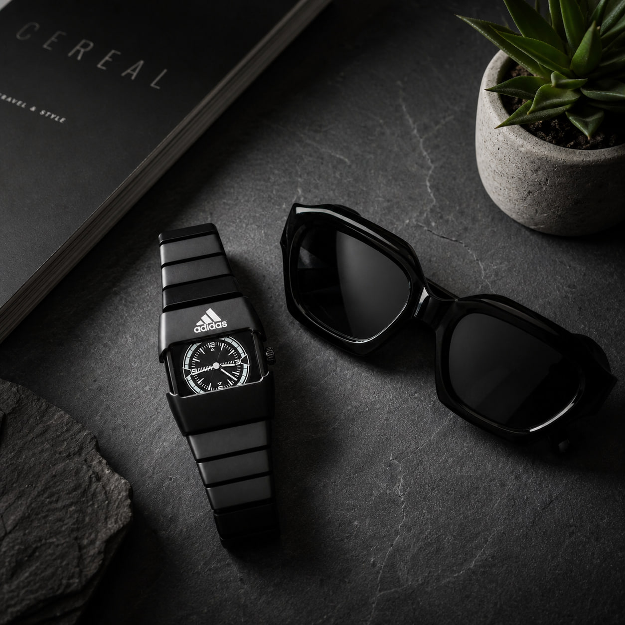 پکیج ساعت مچی مردانه آدیداس بند استیل فنری لوکسعینک آفتابی اسپرت چند ضلعی مدل Dior