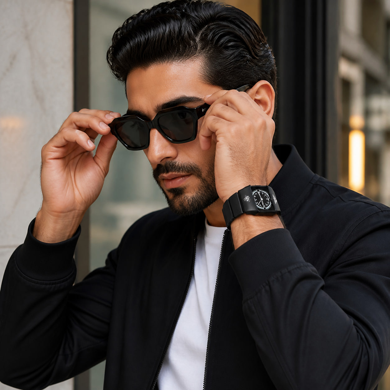 پکیج ساعت مچی مردانه آدیداس بند استیل فنری لوکسعینک آفتابی اسپرت چند ضلعی مدل Dior