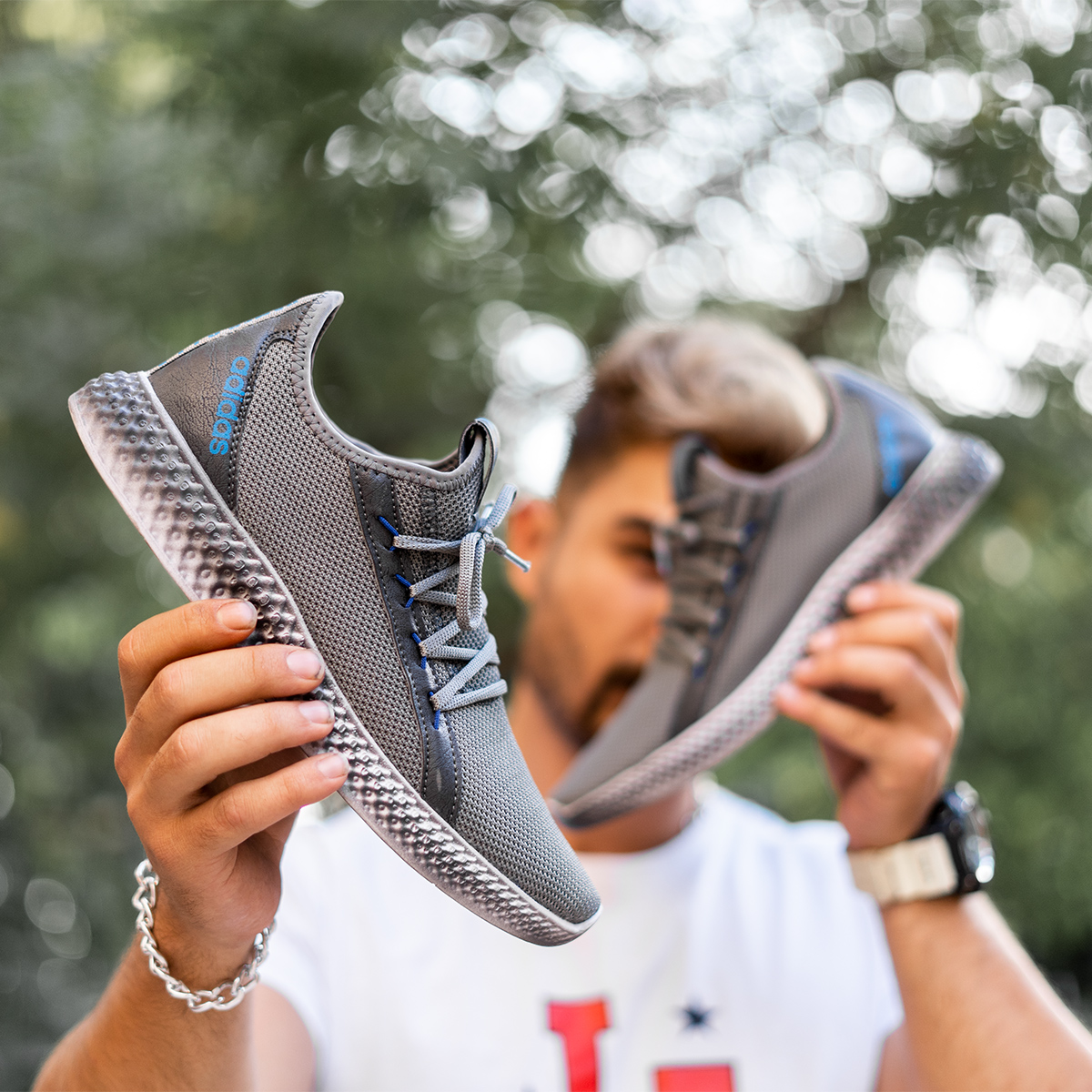 کفش ورزشی Adidas مردانه طوسی آبی مدل Barni