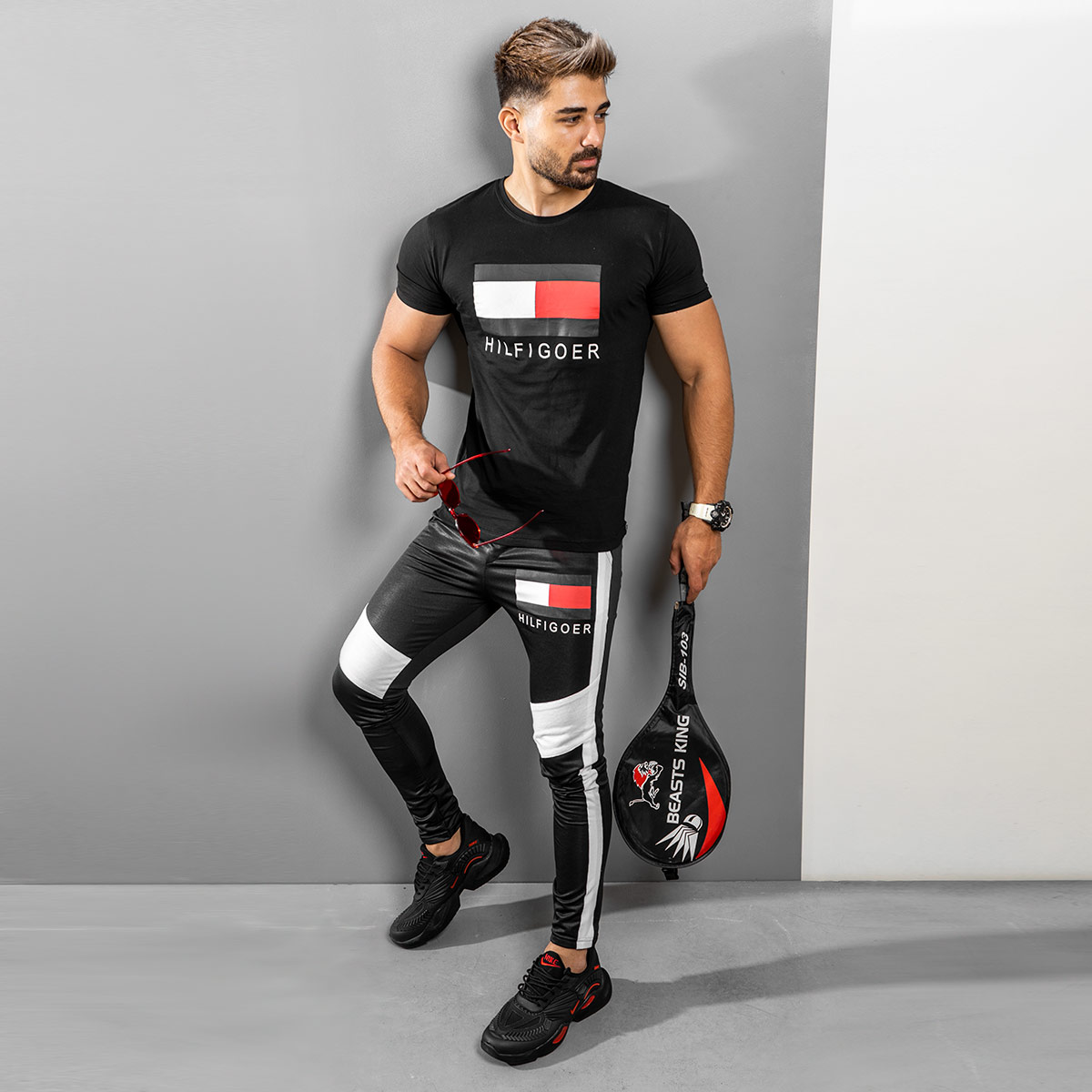 ست تیشرت شلوار Tommy Hilfiger مردانه مشکی مدل Pandura