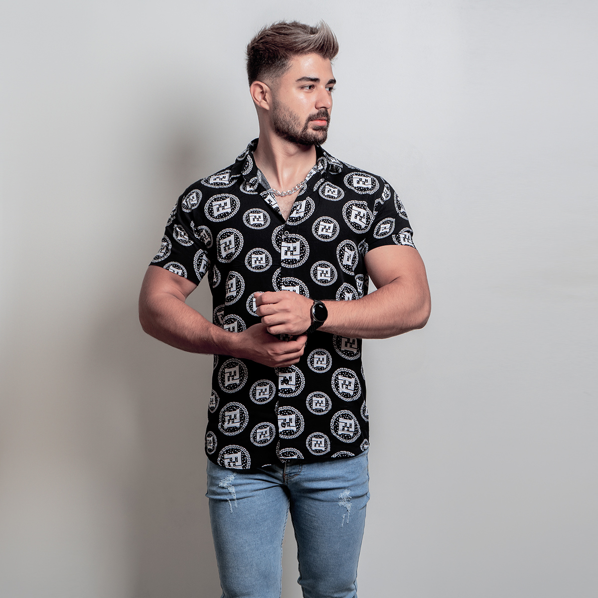 پیراهن هاوایی مردانه مدل Mikara